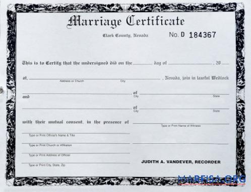 Printable USA Clark county of Nevada marriage certificate template